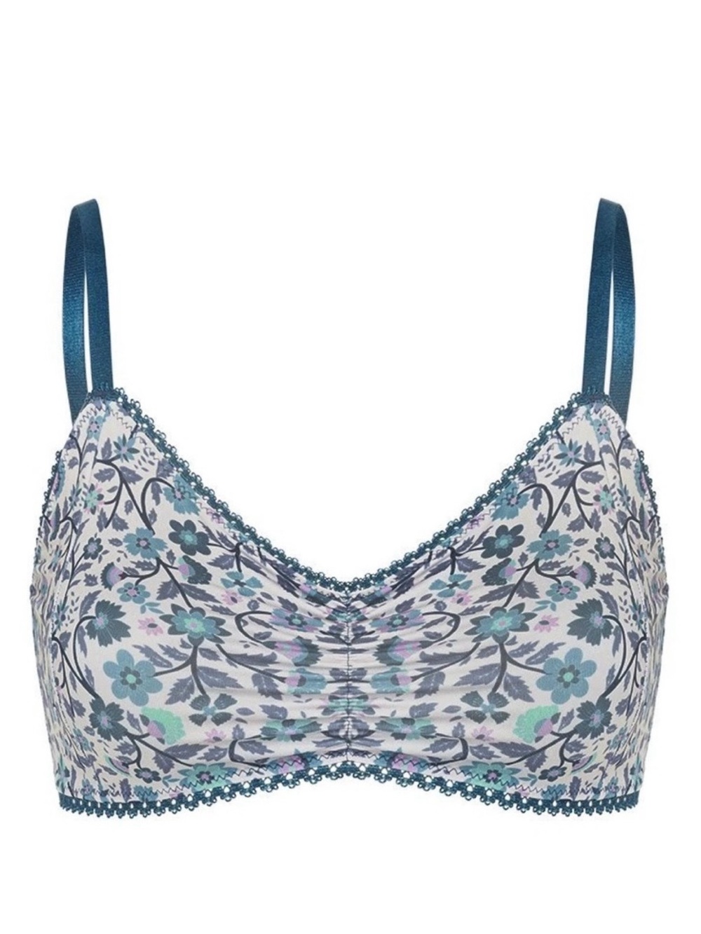 Like New // Spell Dahlia Floral Bralette - dusty blue & lavender XL